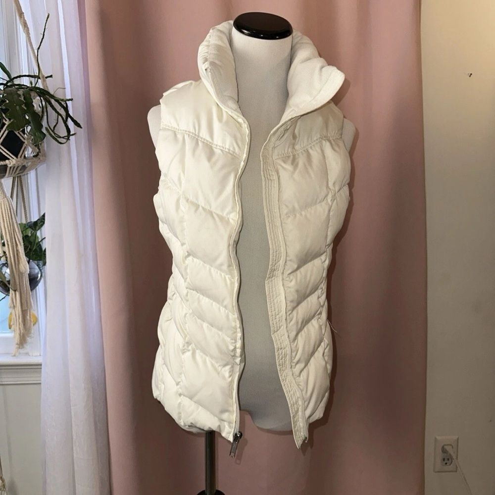Lands End Down‎ Puffer Vest Sz S Ivory